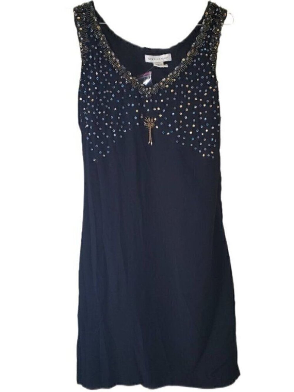 Newport News Sequins Embellished Black Sleeveless Dress